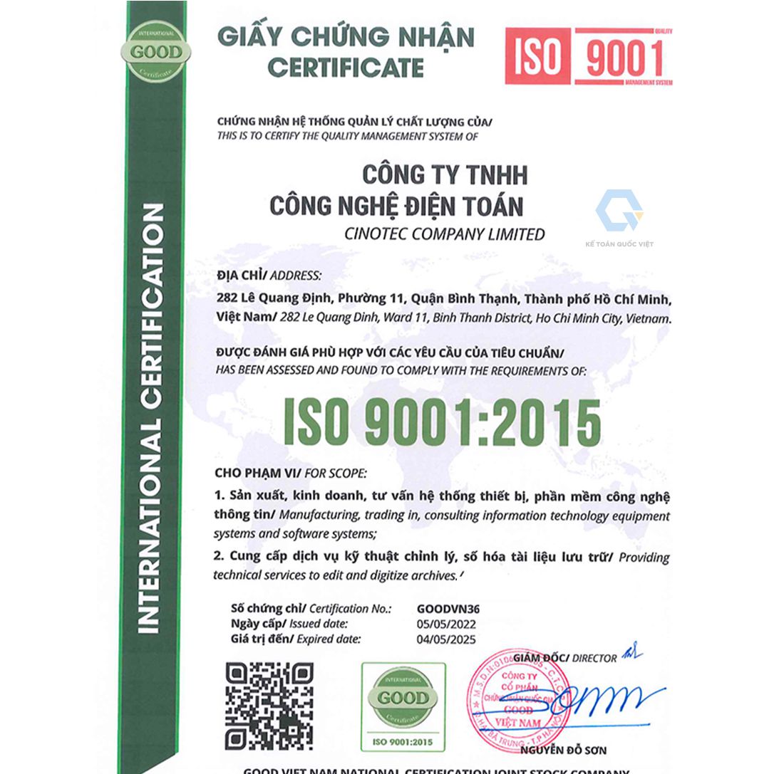 Điều kiện và thủ tục xin Giấy chứng nhận ISO 9001:2015